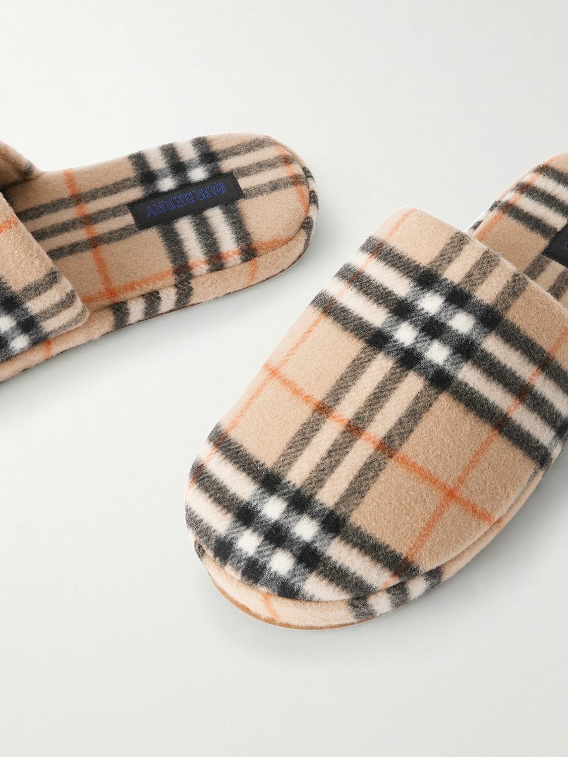 Burberry - Checked Virgin Wool-Blend Slippers - Neutrals