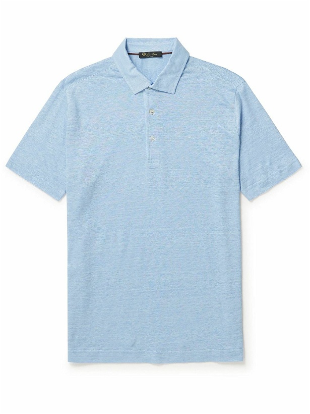 Photo: Loro Piana - Linen-Jersey Polo Shirt - Blue