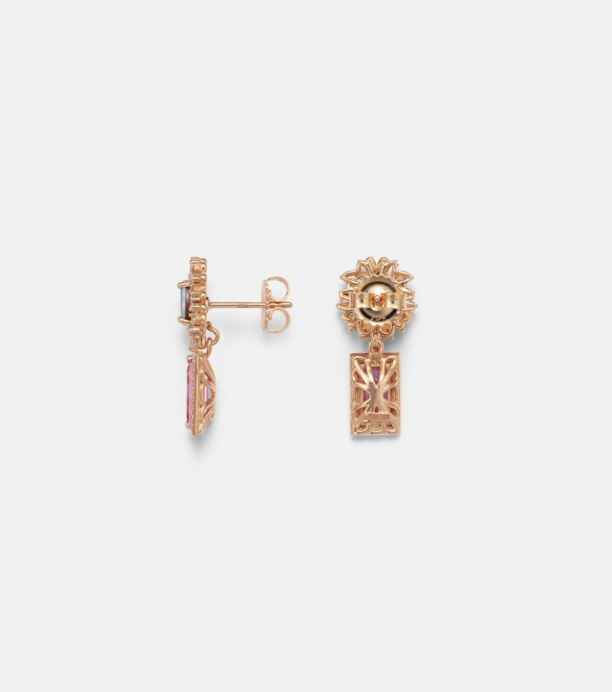 Suzanne Kalan 18kt rose gold drop earrings with gemstones