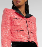 Self-Portrait Cropped sequined bouclé jacket