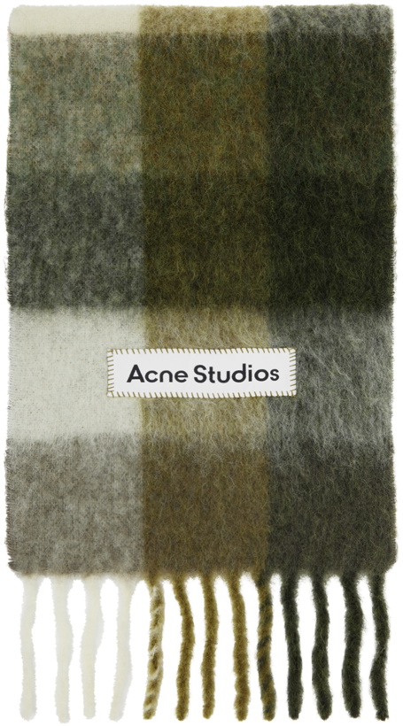 Photo: Acne Studios Taupe & Green Check Scarf