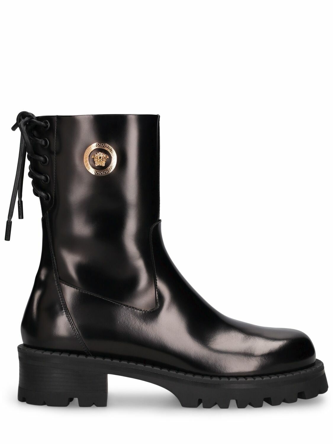 Photo: VERSACE - 35mm Leather Ankle Boots