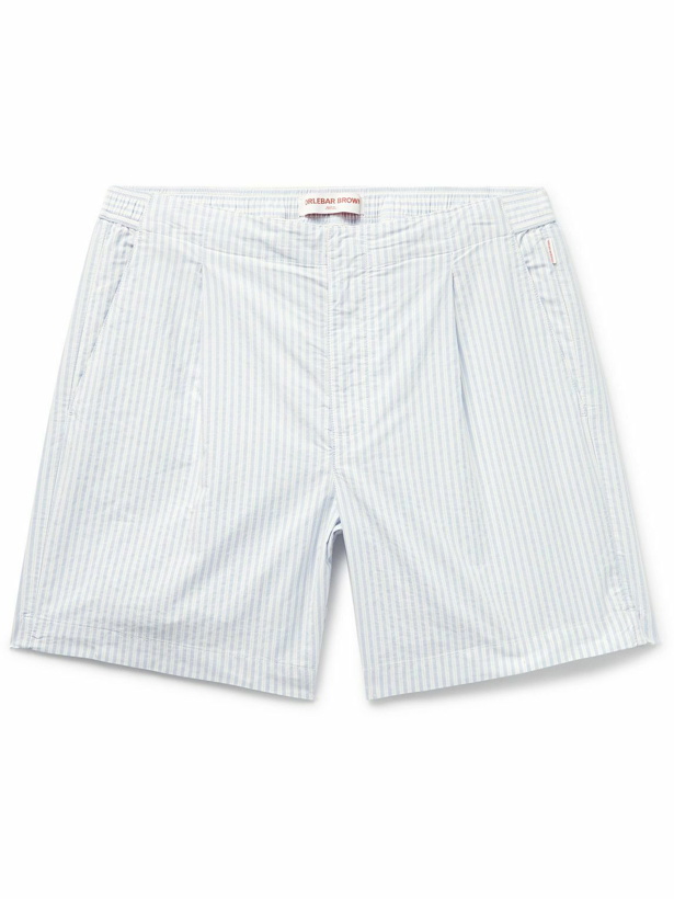 Photo: Orlebar Brown - Hannes Slim-Fit Striped Cotton-Poplin Shorts - Blue