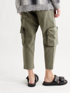 Greg Lauren - Tapered Cotton Drawstring Cargo Trousers - Green