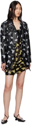 Yuhan Wang Black Floral Faux-Leather Jacket