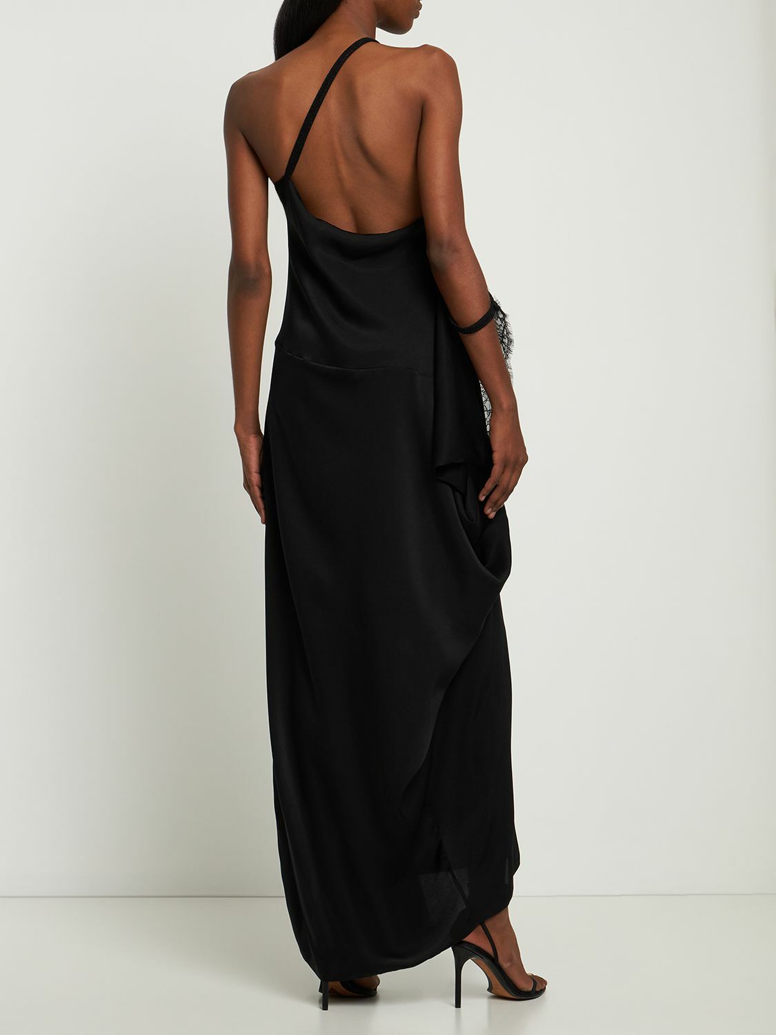 JW ANDERSON Satin & Lace Asymmetrical Long Dress JW Anderson