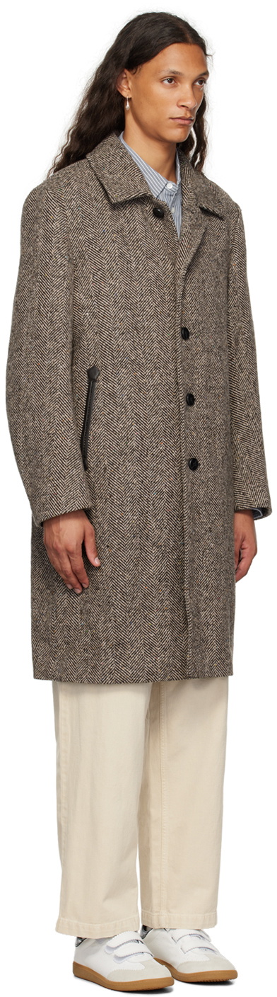 AFTER PRAY Beige & Brown Rogan Coat