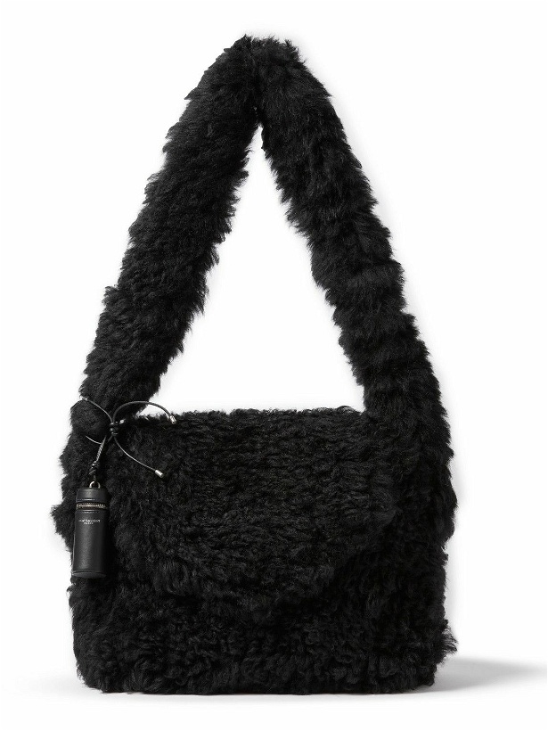Photo: SAINT LAURENT - Leather-Trimmed Shearling Messenger Bag - Black