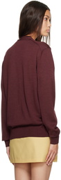 Maison Kitsuné Burgundy Fox Head Patch Cardigan