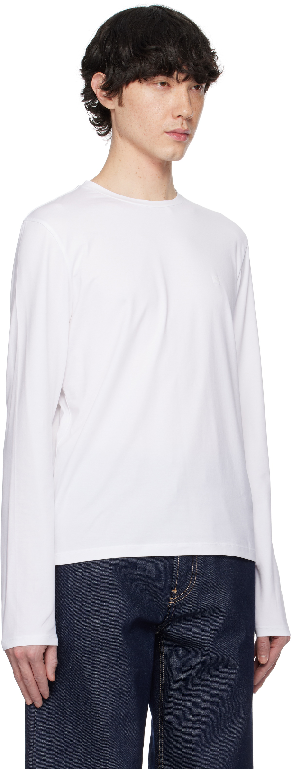 トップス Acne studios white long sleeve T-shirt Acne Studios White Regular Fit Long Sleeve T-shirt Acne Studios