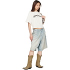 Palm Angels White Dripping Curved Logo Boxy T-shirt