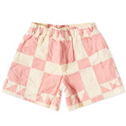 Bode Men's Pink Quilt Short in Pink White