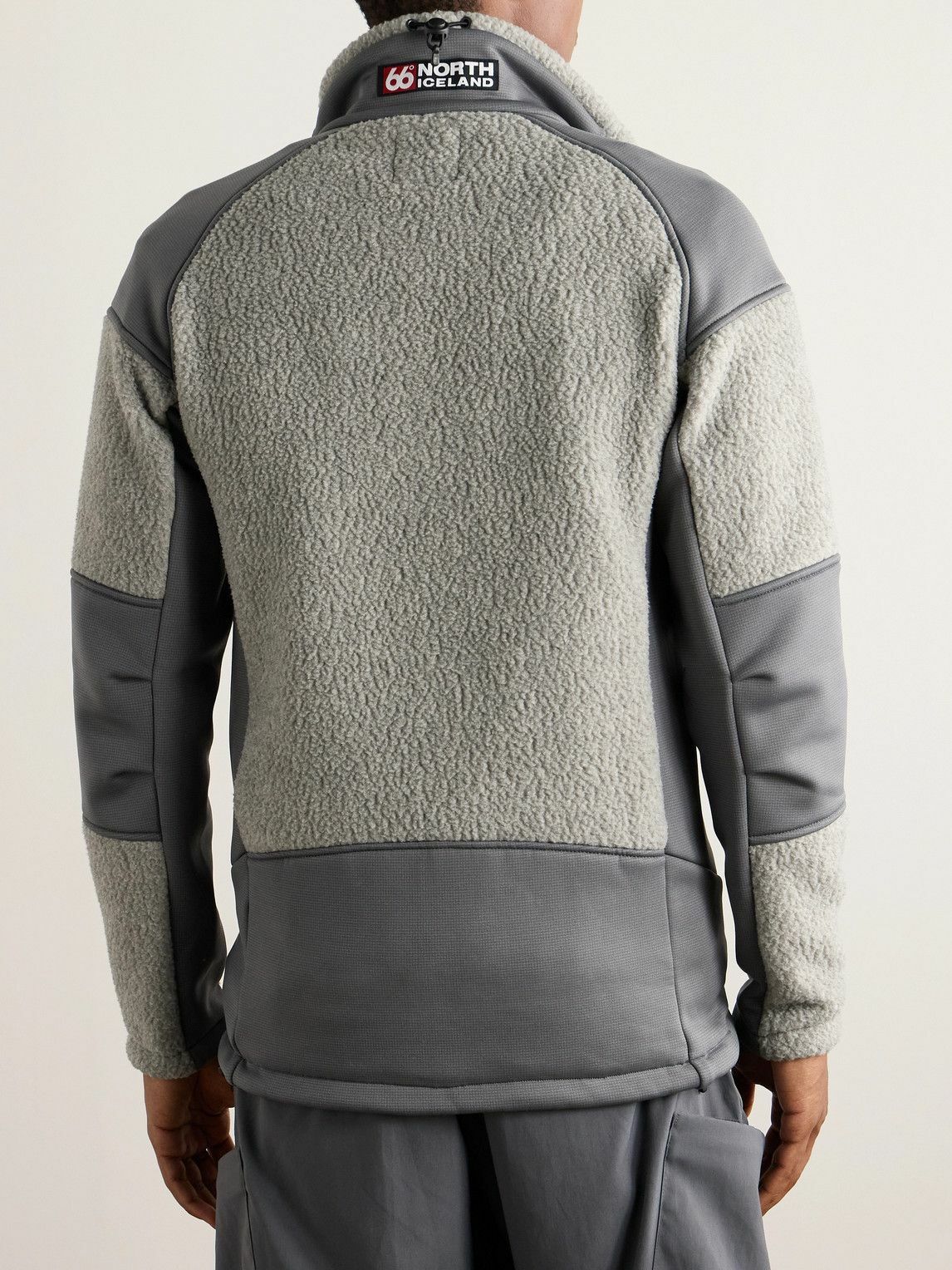 66 North - Tindur Logo-Appliquéd Jersey-Panelled Fleece Jacket - Gray