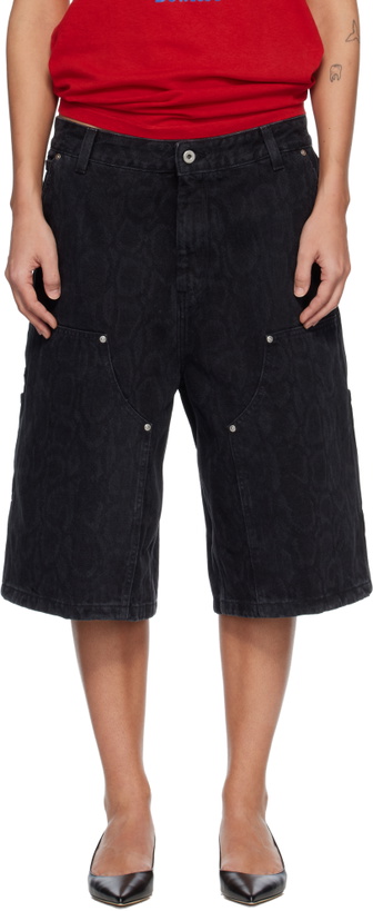 Photo: Carhartt Work In Progress Black Snake Nixon Double Knee Denim Shorts