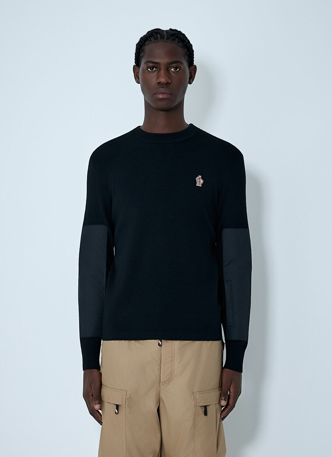 Moncler Grenoble Crewneck Sweater with Nylon Sleeve Patches