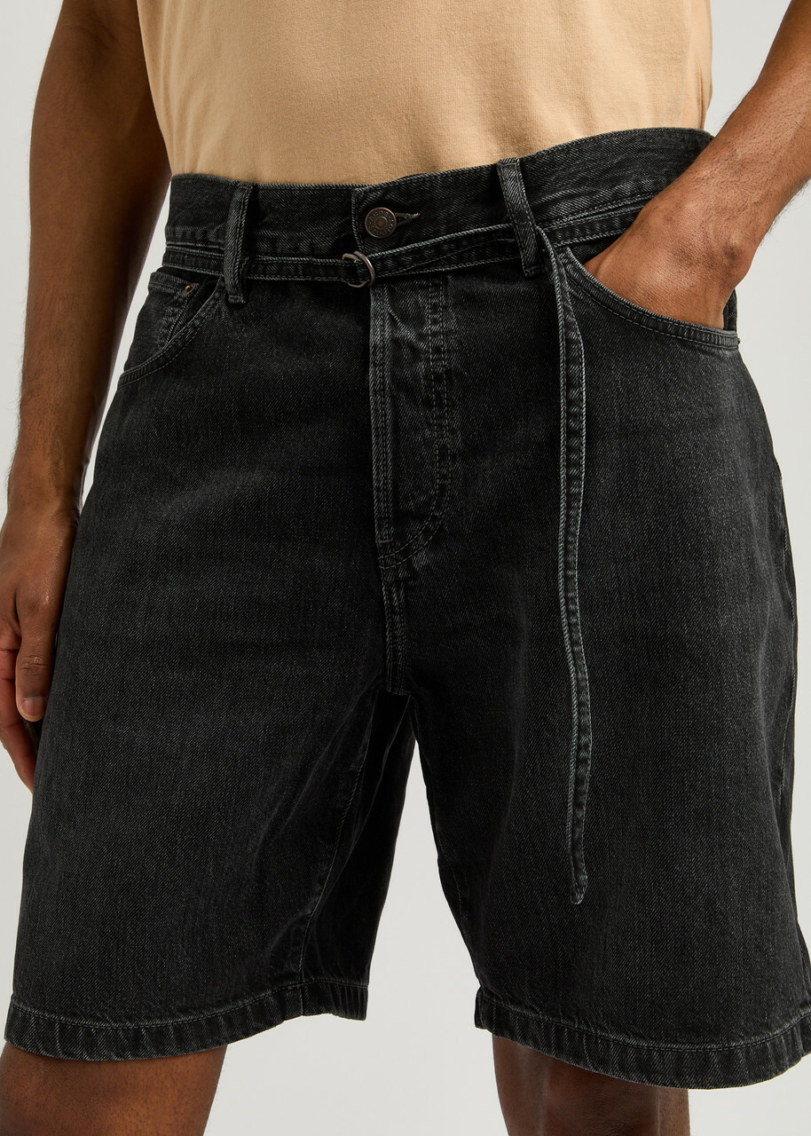 Acne Studios Belted Denim Shorts Black Acne Studios