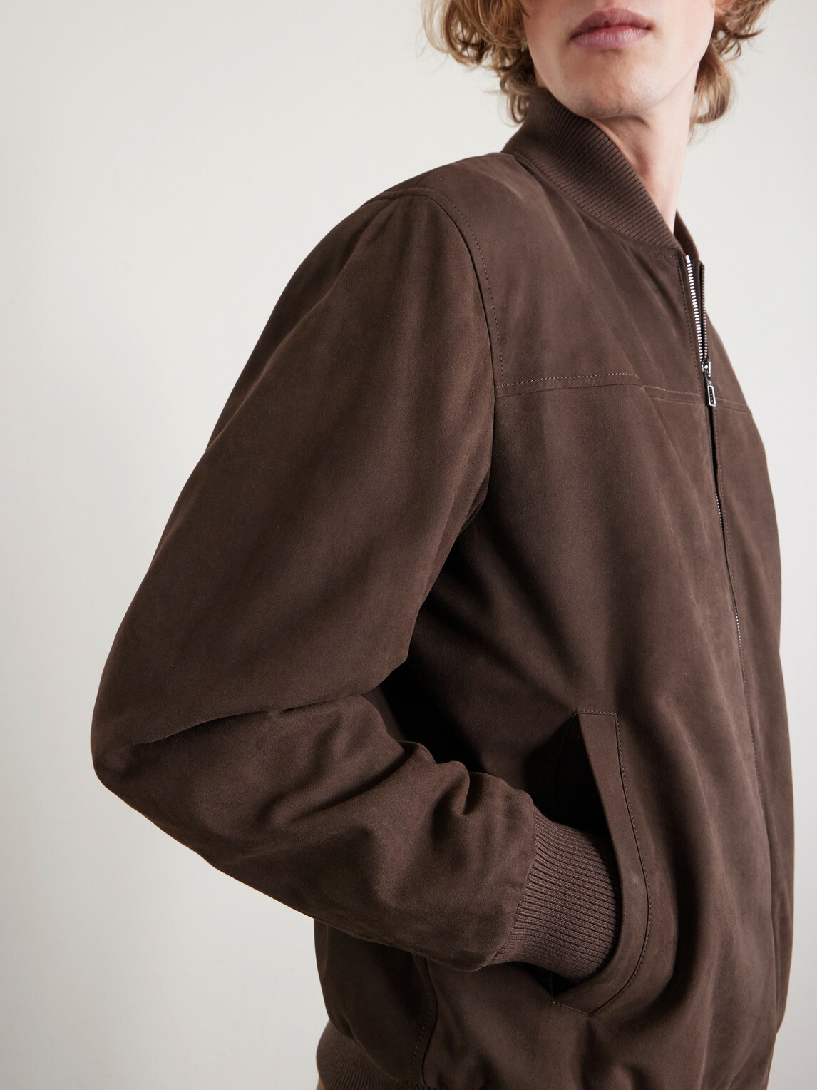 Loro Piana - Ivy Padded Suede Bomber Jacket - Brown