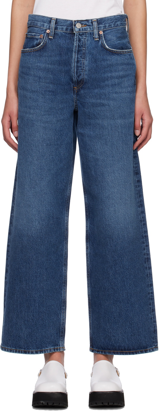 AGOLDE Blue Low Slung Baggy Jeans AGOLDE