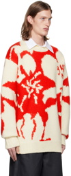 Dries Van Noten Off-White & Red Jacquard Sweater