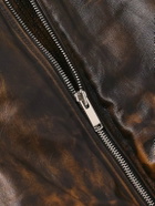 424 - Cropped Leopard-Print Padded Leather Hooded Bomber Jacket - Black