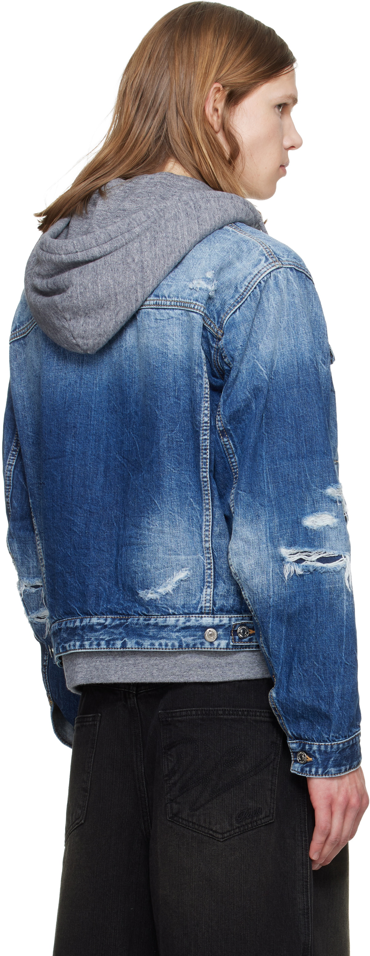 Dsquared2 Blue Medium Ripped Wash Over Denim Jacket