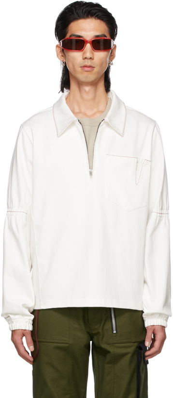 Photo: ADYAR SSENSE Exclusive White Denim Zip-Up Pullover