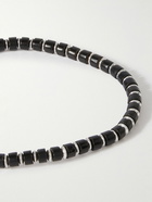 Mikia - Silver, Jet and Cord Beaded Bracelet - Black