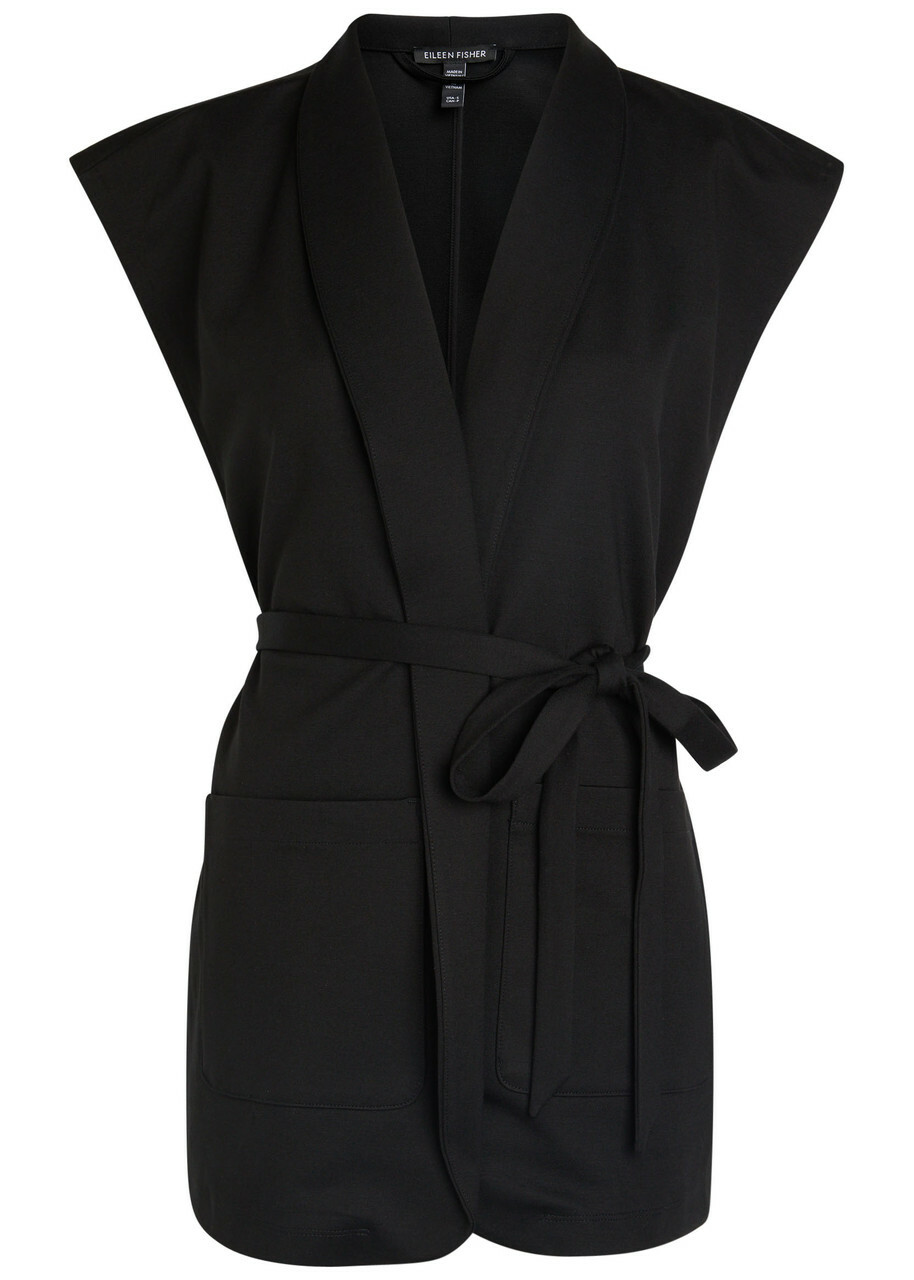 Eileen Fisher Belted Jersey Vest Black