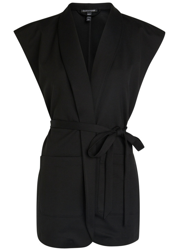 Photo: Eileen Fisher Belted Jersey Vest Black