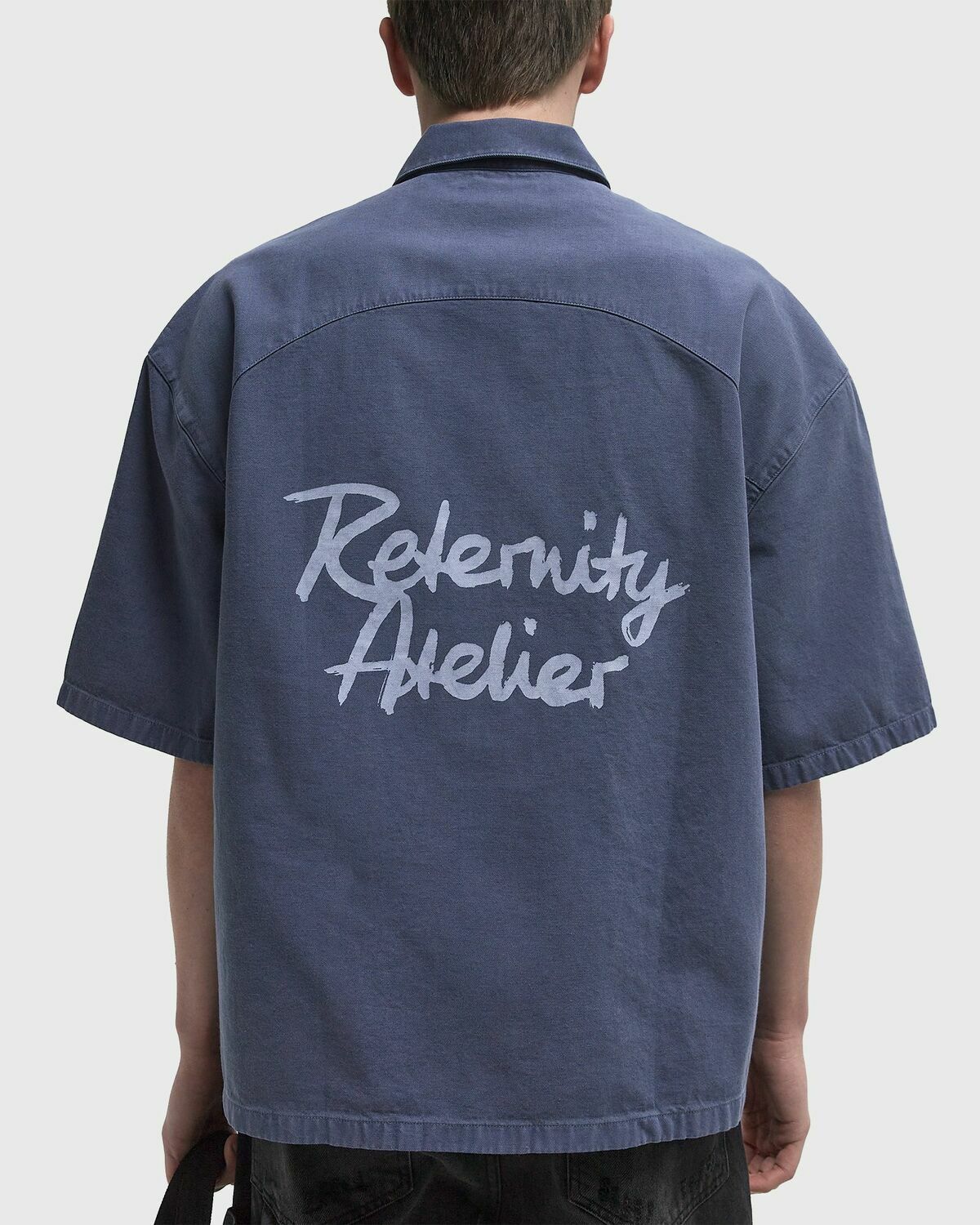 Reternity LUMÉVO CANVAS ZIP SHIRT Blue Mens Shortsleefe
