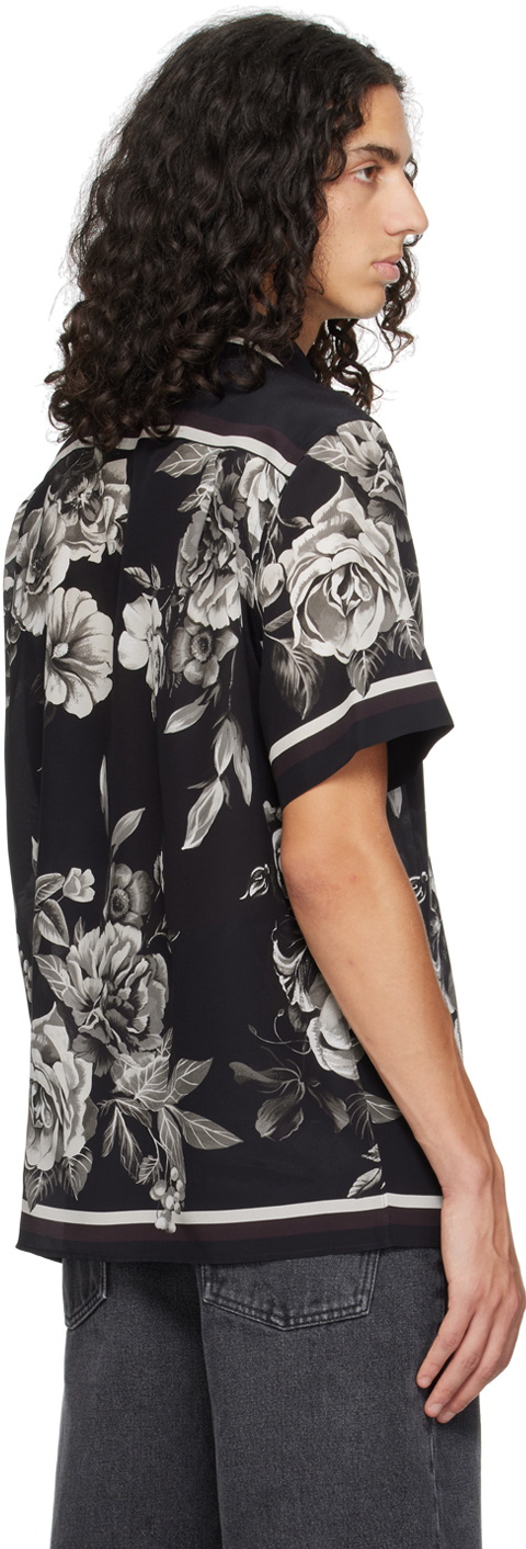 Dolce & Gabbana Black Silk Floral Embroidered Polo Top