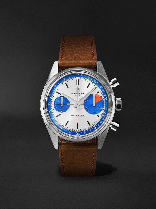 Photo: Massena LAB - Uni-Racer Limited Edition Hand-Wound Chronograph 39mm Stainless Steel and Full-Grain Leather Watch, Ref. No. UR-003-RAL