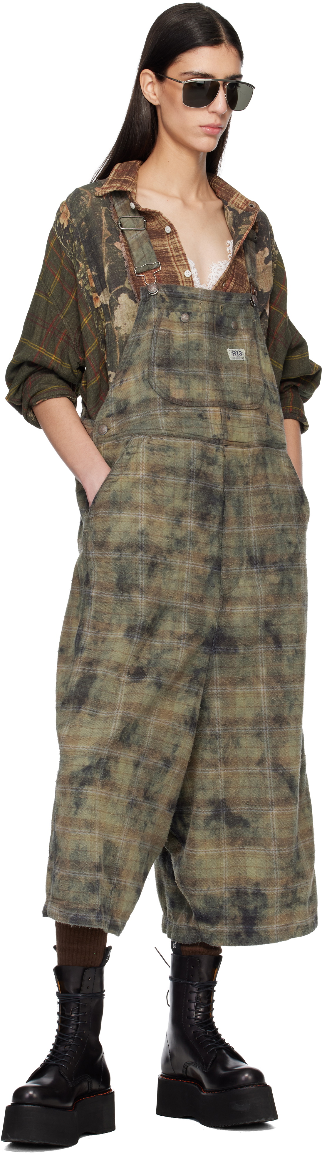R13 Khaki Jumbo Overalls