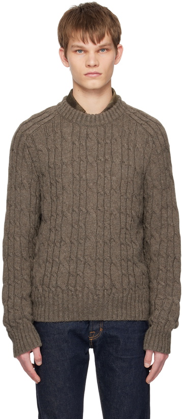 Photo: TOM FORD Khaki Cable Knit Sweater