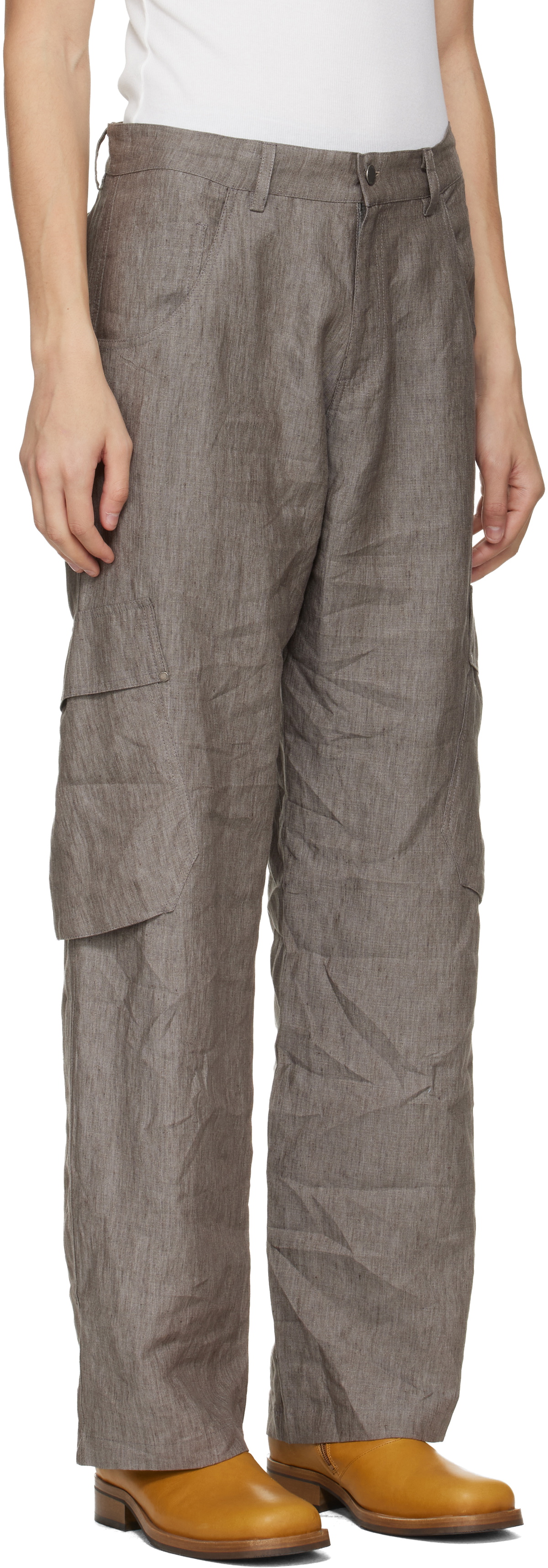 Serapis Gray Linen Cargo Pants