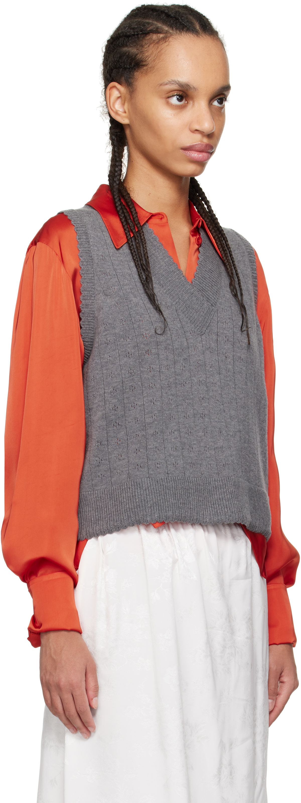 Cordera Gray Merino Pointelle Vest