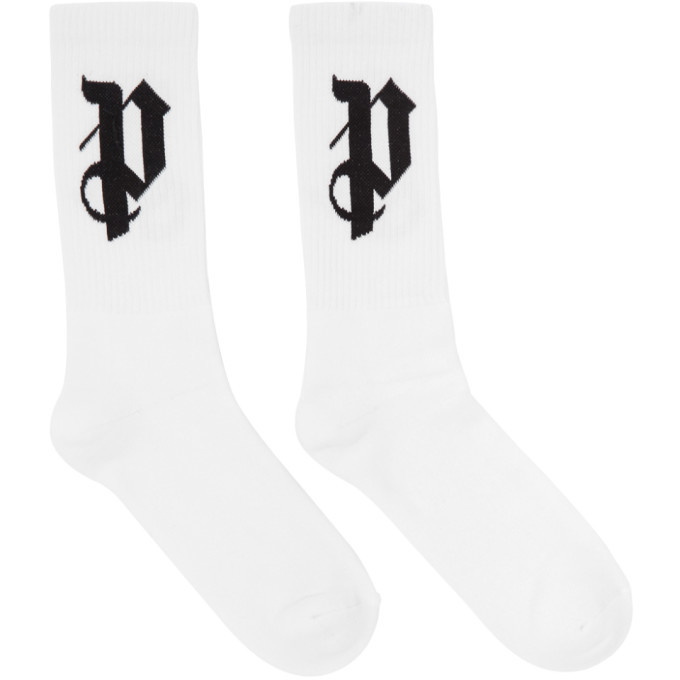 Photo: Palm Angels White Monogram Socks