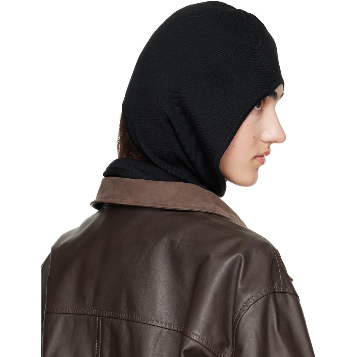 LEMAIRE Black Fine Wool Hood