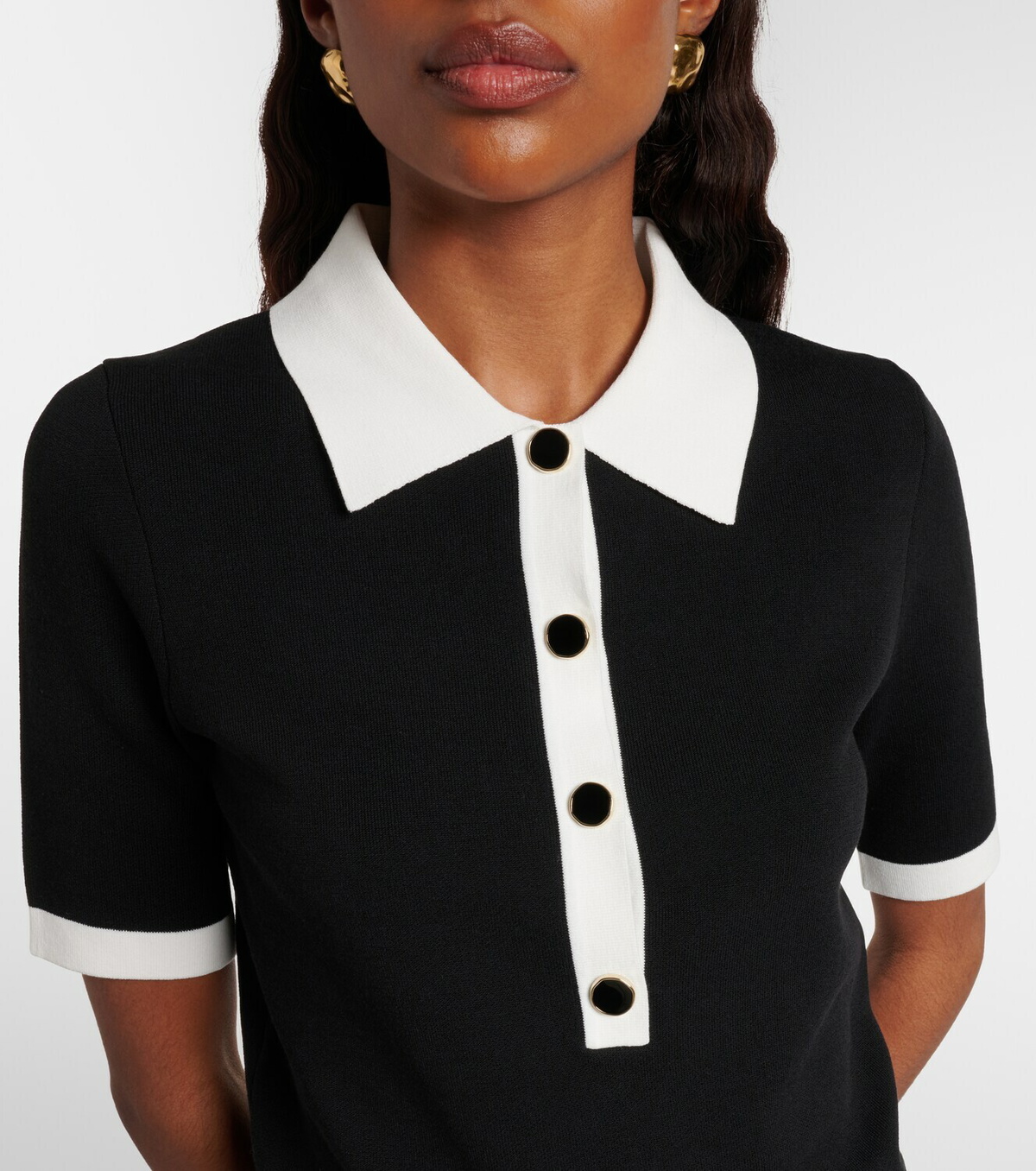 Nina Ricci Ribbed-knit polo shirt