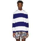 Polo Ralph Lauren Blue and White Iconic Rugby Long Sleeve Polo