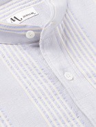 DOPPIAA - Aamilcare Grandad-Collar Striped Cotton-Jacquard Shirt - Blue