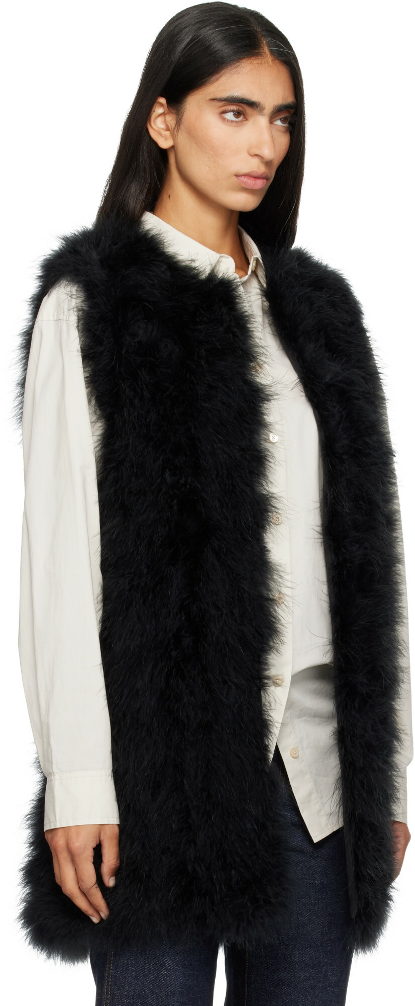 Yves Salomon Black Turkey Feather Vest