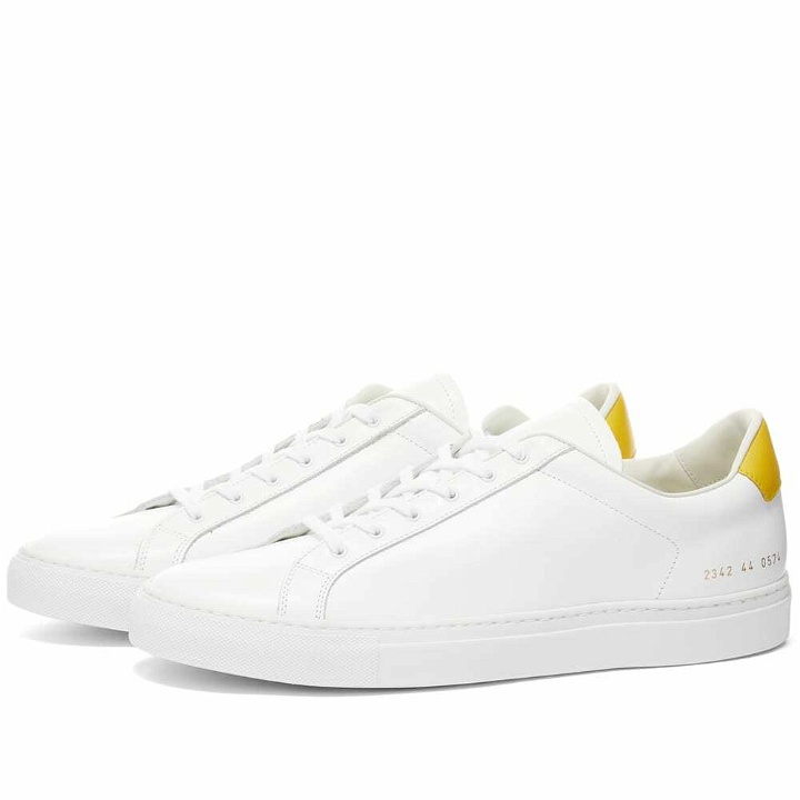 Photo: Common Projects Men's Retro Low Sneakers in White/Yellow