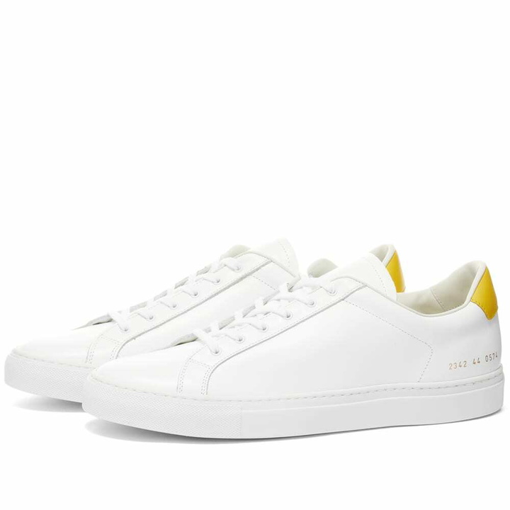 Photo: Common Projects Men's Retro Low Sneakers in White/Yellow