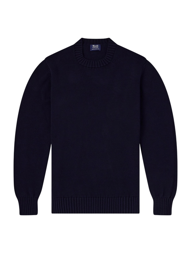 Photo: William Lockie - Knitted Cotton Sweater - Blue