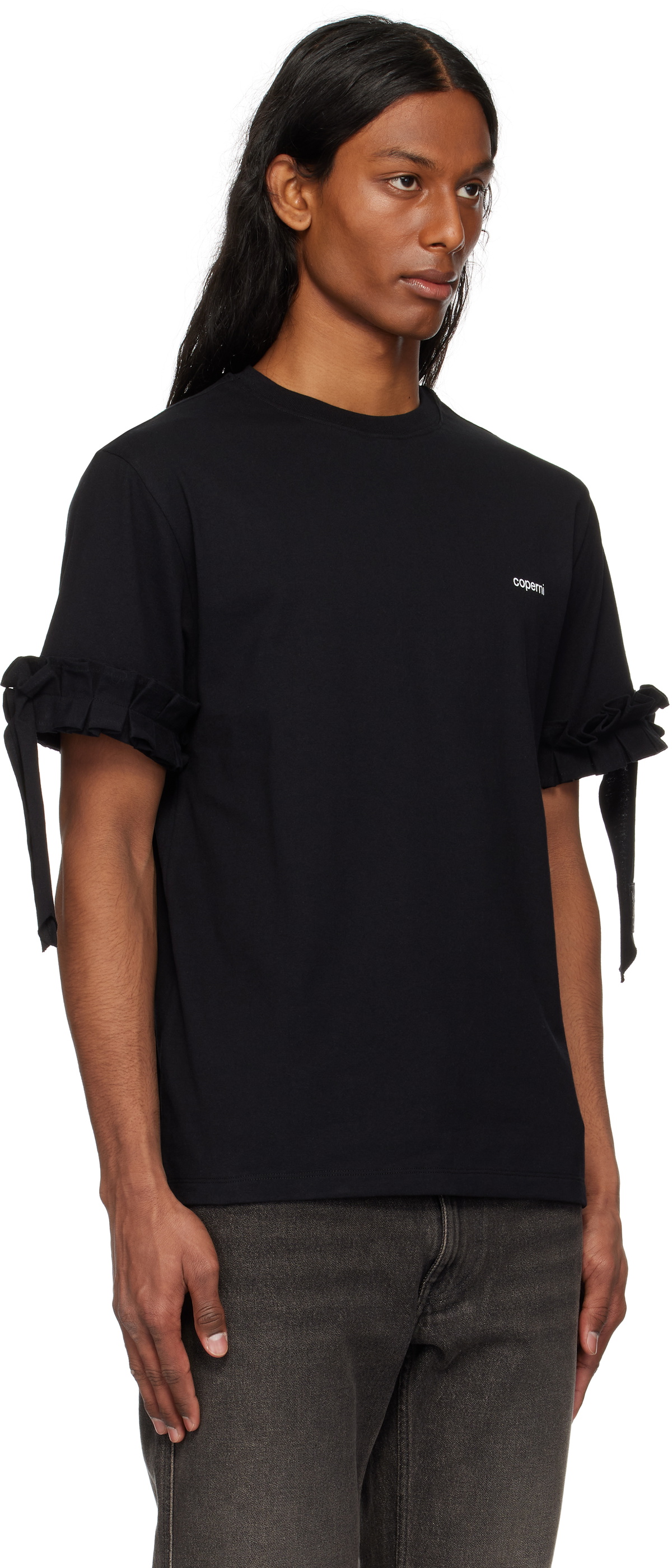 【関税込み】Logo Boxy T-Shirt - Coperni - Cotton - Black Coperni Black Ruffle Logo Boxy T-shirt Coperni