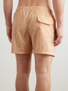 Thom Sweeney - Straight-Leg Mid-Length Striped Swim Shorts - Orange