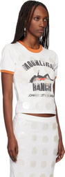 Conner Ives White Mother of Pearl Paillette Ringer T- shirt