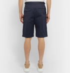 Alexander McQueen - Pleated Cotton-Gabardine Shorts - Blue