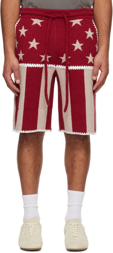 Photo: Palm Angels Red & Beige Stars & Stripes Shorts